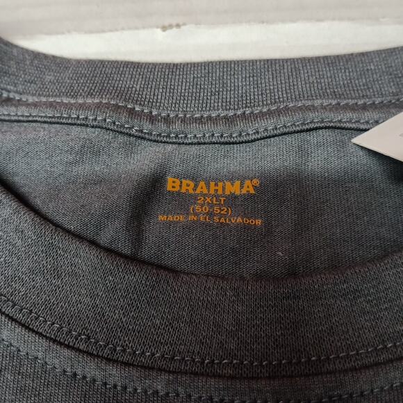 2 Brahma L/S Work T-Shirt Men's 2XLT 50-52 Gray Pocket Tee - Picture 5 of 9